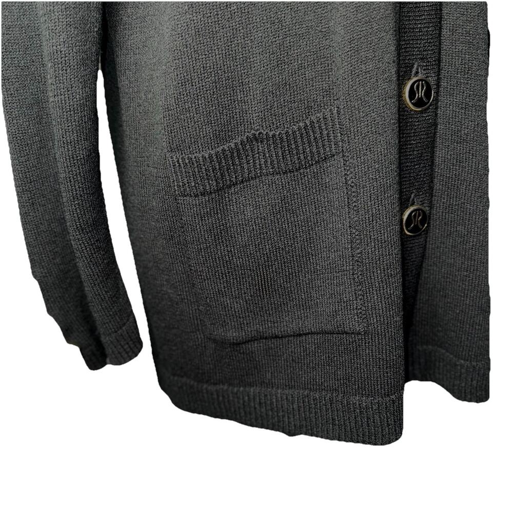 VTG San Remo By Laura Knits XL Tall Sweater Black Cardigan Gold Deco Buttons - Picture 5 of 11